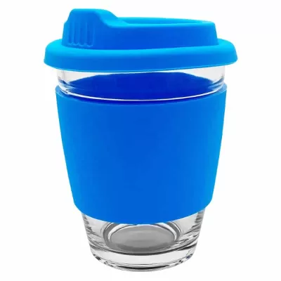 branded Carlo Glass Coffee Cup - Silicone Band 340ml, from our range of promotional Reusable Coffee Cups - Glass