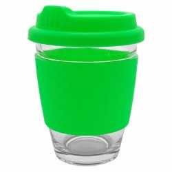 branded Carlo Glass Coffee Cup - Silicone Band 340ml, from our range of promotional Reusable Coffee Cups - Glass