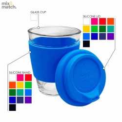branded Carlo Glass Coffee Cup - Silicone Band 340ml, from our range of promotional Reusable Coffee Cups - Glass
