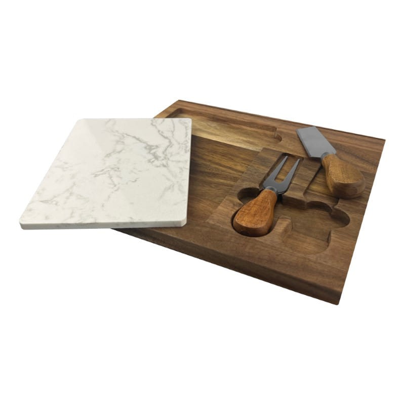 branded Fuzo Marble Cheeseboard & Knife Set, from our range of promotional Cheese Gift Sets