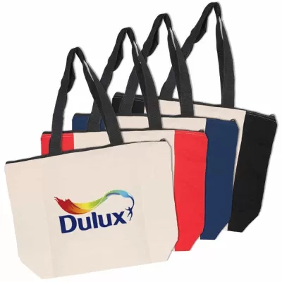 branded Calico Zip Shopper, from our range of promotional Cotton & Calico Tote Bags