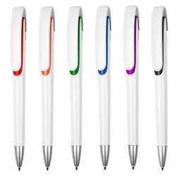branded Tahlia White Plastic Pen, from our range of promotional Plastic Promotional Pens