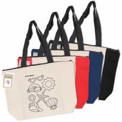 branded Colouring Calico Zip Shopper, from our range of promotional Cotton & Calico Tote Bags