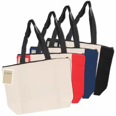branded Colouring Calico Zip Shopper, from our range of promotional Cotton & Calico Tote Bags