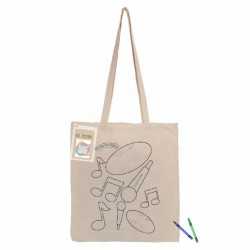 branded Colouring Long Handle Calico Shopper, from our range of promotional Cotton & Calico Tote Bags