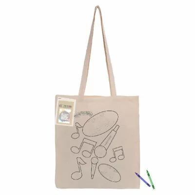 branded Colouring Long Handle Calico Shopper, from our range of promotional Cotton & Calico Tote Bags