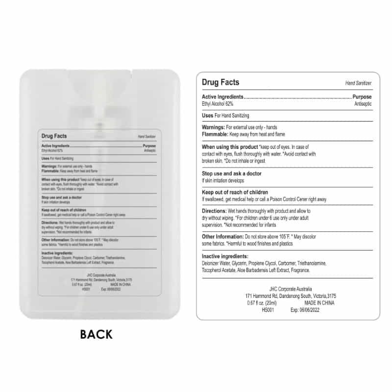 branded 20ml Hand Sanitiser Spray Card, from our range of promotional Branded Hand Sanitisers