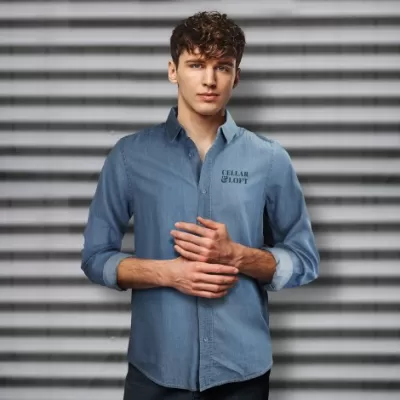 branded TRENDSWEAR Chester Mens Denim Shirt, from our range of promotional Men's Corporate Shirts