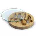 branded Glass &amp; Bamboo Cheese Board, from our range of promotional Cheese Sets