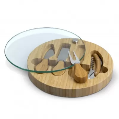 branded Glass & Bamboo Cheese Board, from our range of promotional Cheese Sets
