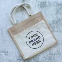 branded Jim Jam Jute Tote Bag, from our range of promotional Jute Shopping &amp; Tote Bags