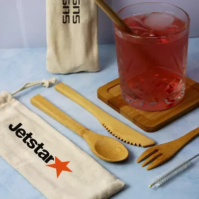 branded Adair Bamboo Cutlery Set, from our range of promotional Cutlery and Straws