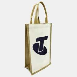 Jute Shopping & Tote Bags - Jute Double Wine Bag