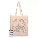 branded Squiggle Calico bag + Crayon set, from our range of promotional Cotton &amp; Calico Tote Bags