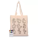 branded Squiggle Calico bag + Crayon set, from our range of promotional Cotton &amp; Calico Tote Bags