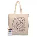 branded Squiggle Calico bag + Crayon set, from our range of promotional Cotton &amp; Calico Tote Bags