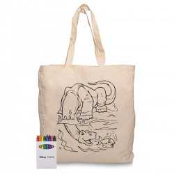 branded Squiggle Calico bag + Crayon set, from our range of promotional Cotton & Calico Tote Bags