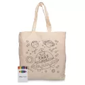 branded Squiggle Calico bag + Crayon set, from our range of promotional Cotton &amp; Calico Tote Bags