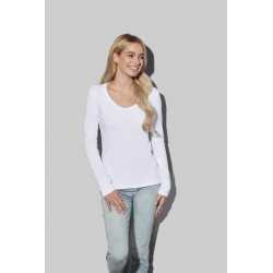 branded Stedman Womens Claire V-neck Long Sleeve T-Shirt, from our range of promotional Ladies Promotional T Shirts