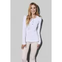 branded Stedman Womens Sharon Henley Long Sleeve T-Shirt, from our range of promotional Ladies Promotional T Shirts