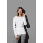 branded Stedman Womens Sharon Henley Long Sleeve T-Shirt, from our range of promotional Ladies Promotional T Shirts