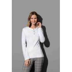 branded Stedman Womens Sharon Henley Long Sleeve T-Shirt, from our range of promotional Ladies Promotional T Shirts