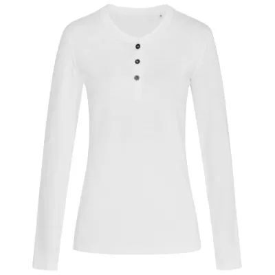 branded Stedman Womens Sharon Henley Long Sleeve T-Shirt, from our range of promotional Ladies Promotional T Shirts