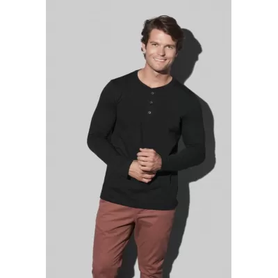 branded Stedman Mens Shawn Henley Long Sleeve T-Shirt, from our range of promotional Men's Promotional T Shirts
