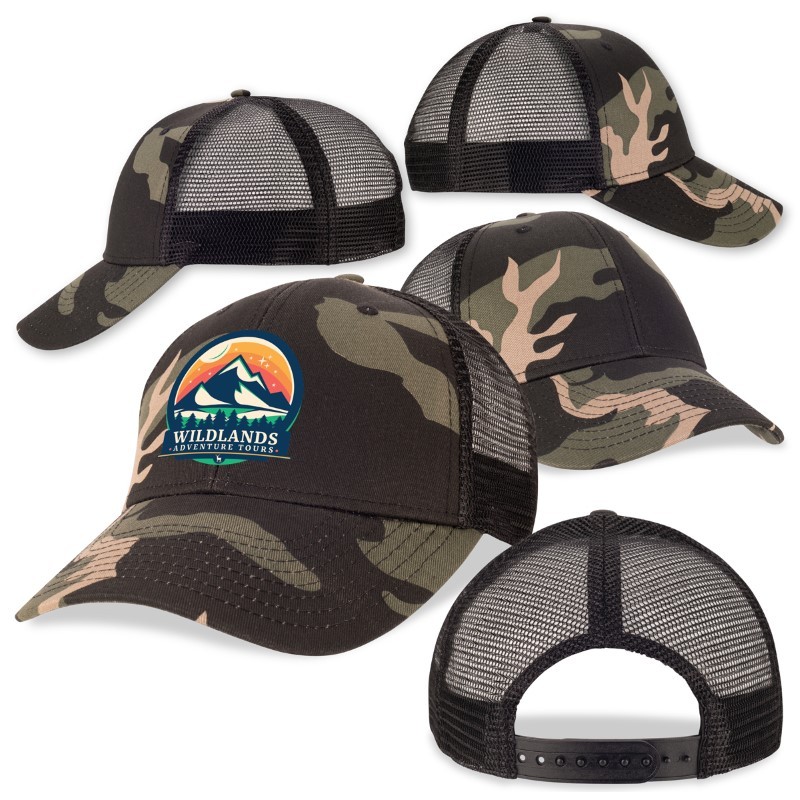 branded Black Camo Trucker Cap, from our range of promotional Caps
