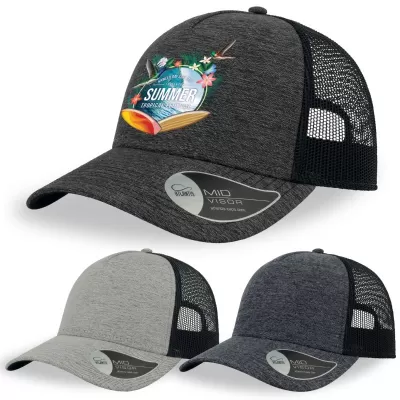 branded Atlantis Rapper Melange Trucker Cap, from our range of promotional Caps