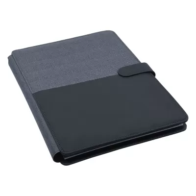 branded Impact A4 Portfolio, Black/Charcoal, from our range of promotional Non Leather Compendiums