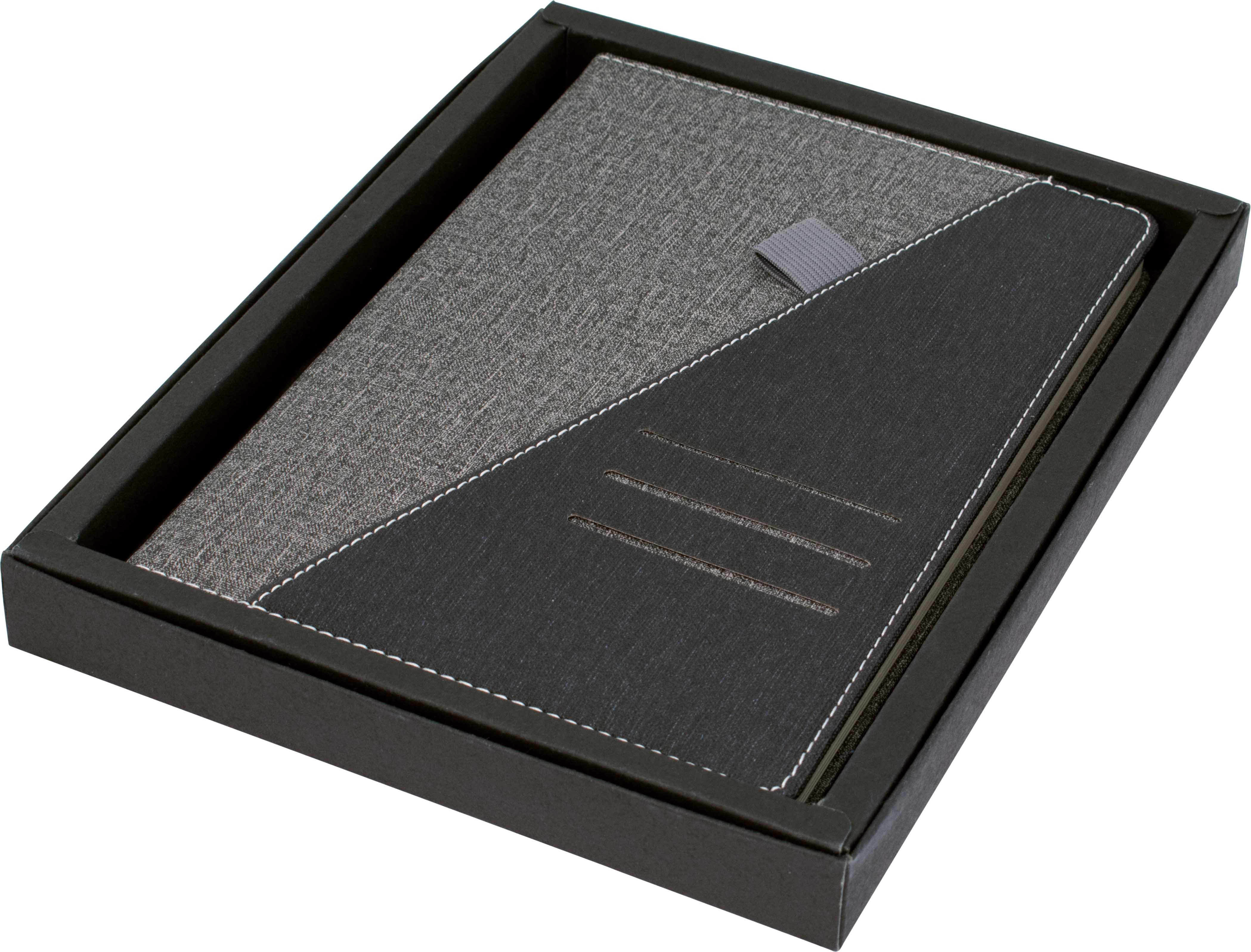 branded Ottawa A5 Notebook, Black/Grey, from our range of promotional Journals & Note Pads