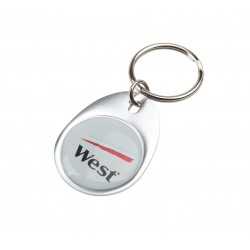 branded Rainbow Keyring (30x40mm egg) - Indent, from our range of promotional Metal Keyrings