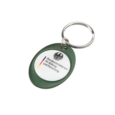 branded Rainbow Keyring (30x40mm oval) - Indent, from our range of promotional Metal Keyrings