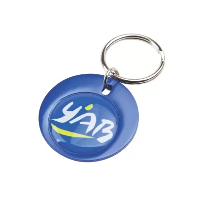 branded Rainbow Keyring (37mm round) - Indent, from our range of promotional Metal Keyrings