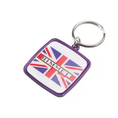 branded Rainbow Keyring (38x43mm square)-Indent, from our range of promotional Metal Keyrings