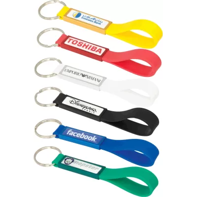 branded Silicone Sling Keyring with Dome-Indent, from our range of promotional Printed Keyrings