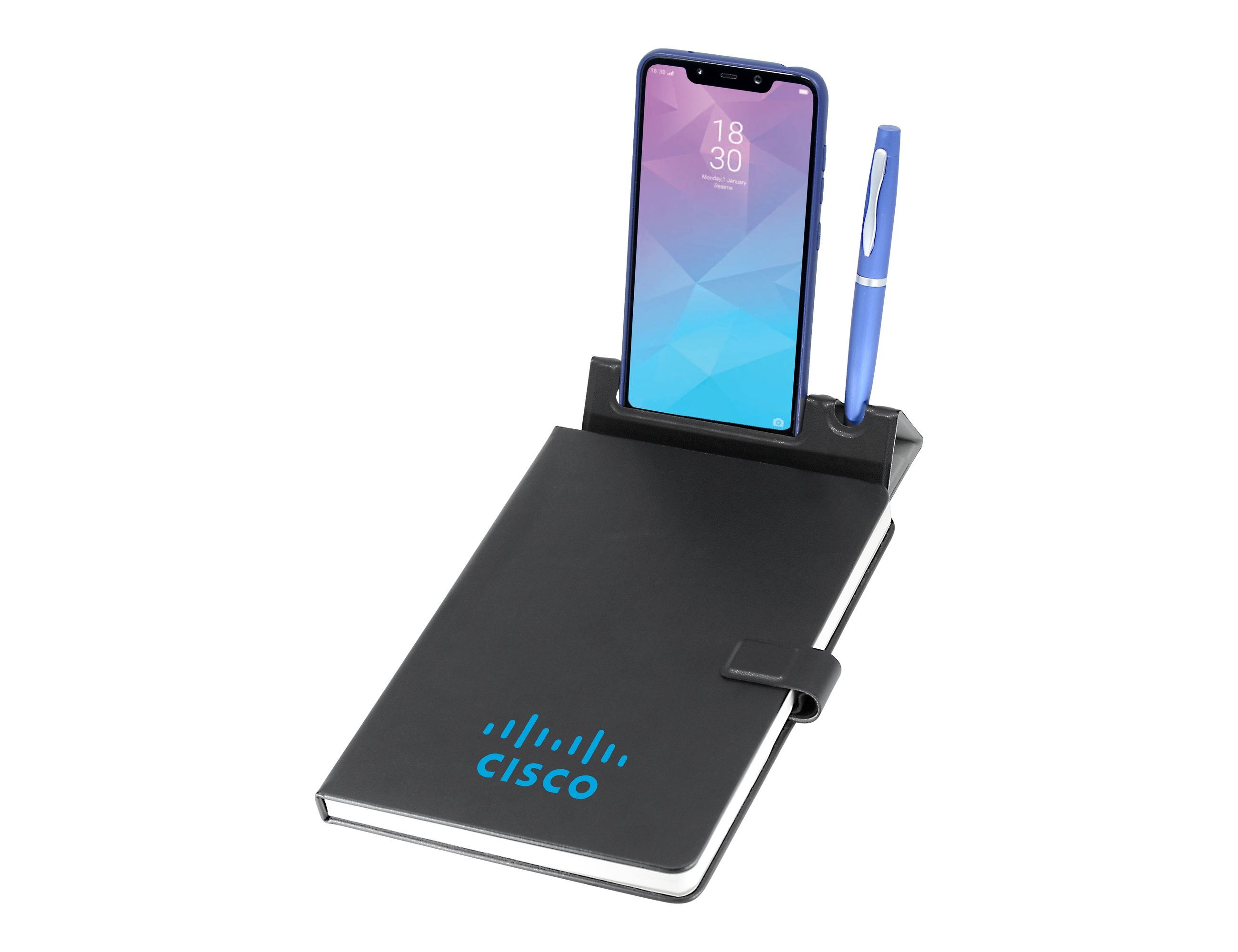 branded Remote Work Notebook w/Stand, Black, from our range of promotional Promotional Journals & Notebooks