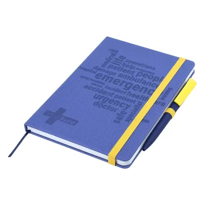 branded Designa Deboss Linen Notebook A5 Air, from our range of promotional Promotional Journals & Notebooks