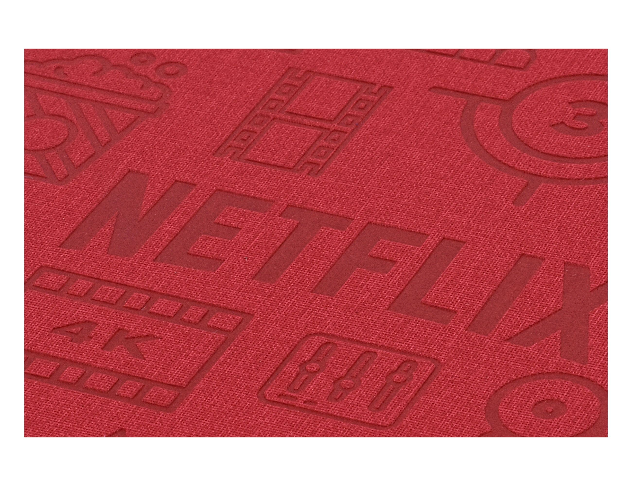 branded Designa Deboss Linen Notebook A5 Air, from our range of promotional Promotional Journals & Notebooks