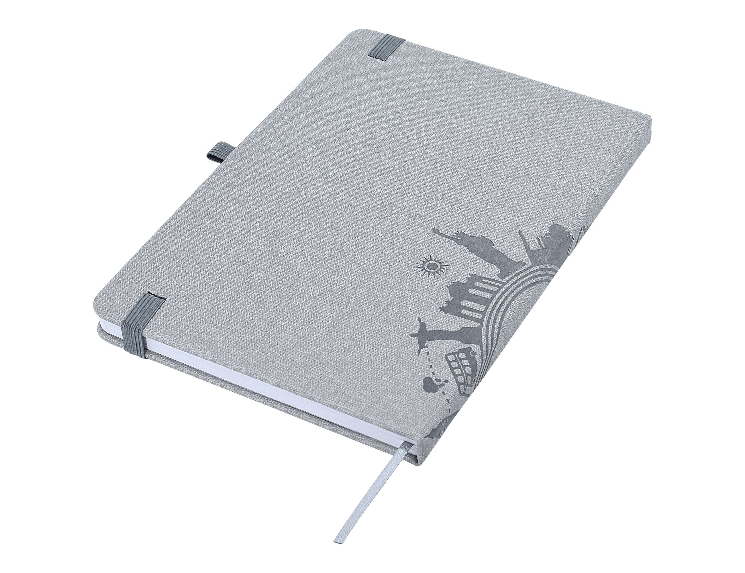 branded Designa Deboss Linen Notebook A5 Sea, from our range of promotional Promotional Journals & Notebooks