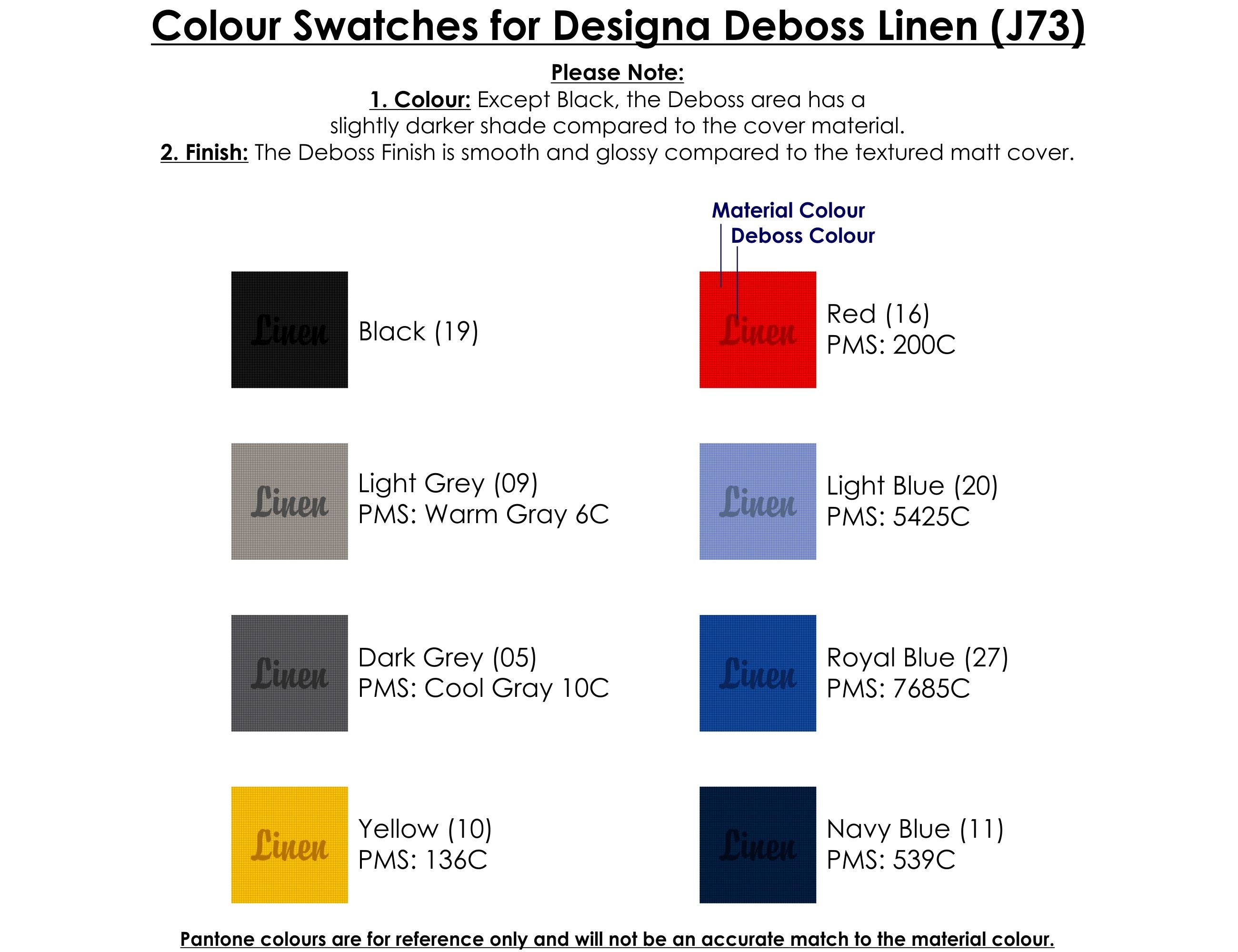branded Designa Deboss Linen Notebook A5 Sea, from our range of promotional Promotional Journals & Notebooks