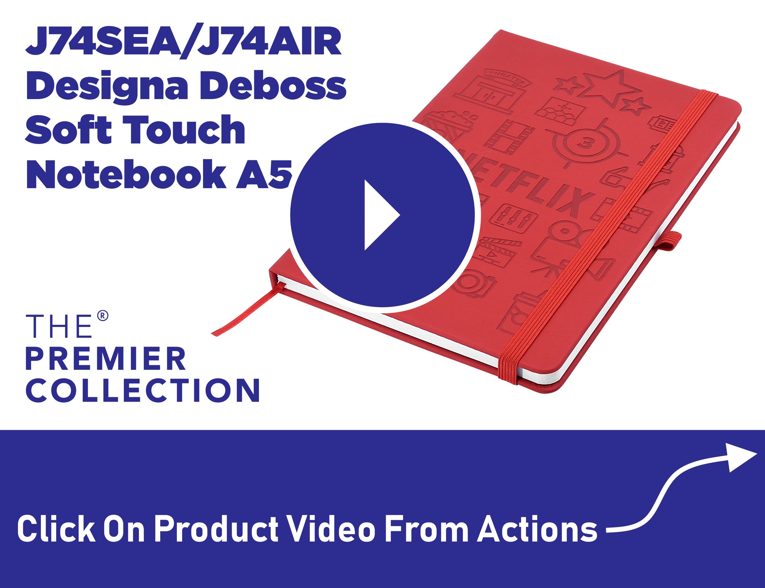 branded Designa Deboss SoftTouch Notebook A5 Sea, from our range of promotional Promotional Journals & Notebooks