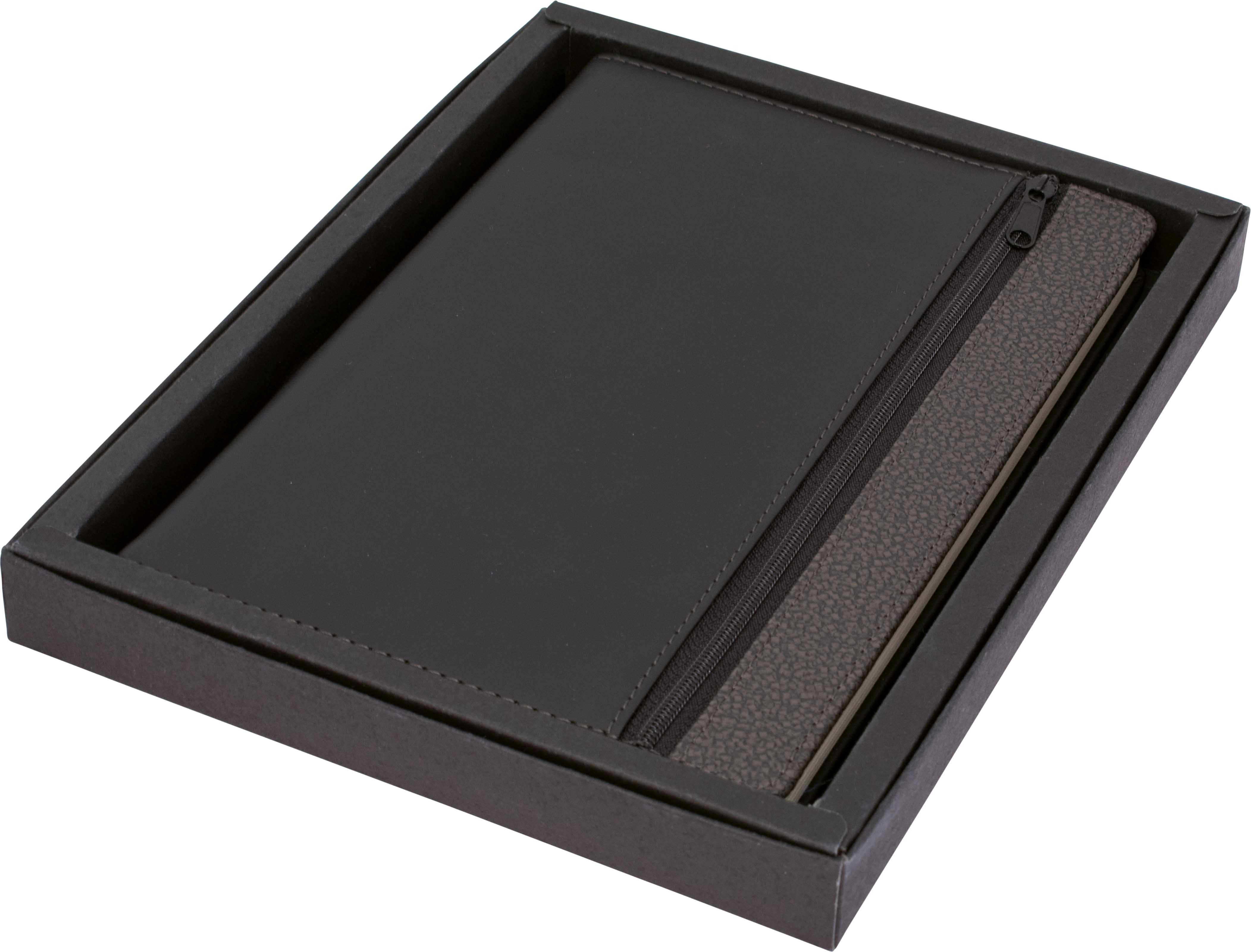 branded Toronto A5 Notebook,Black/Dark Grey Trim, from our range of promotional Promotional Journals & Notebooks
