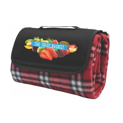 branded Antigua Picnic Rug, Red Check, from our range of promotional Picnic Blankets