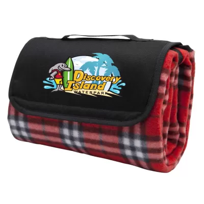 branded Antigua Picnic Rug, Red Check, from our range of promotional Picnic Blankets