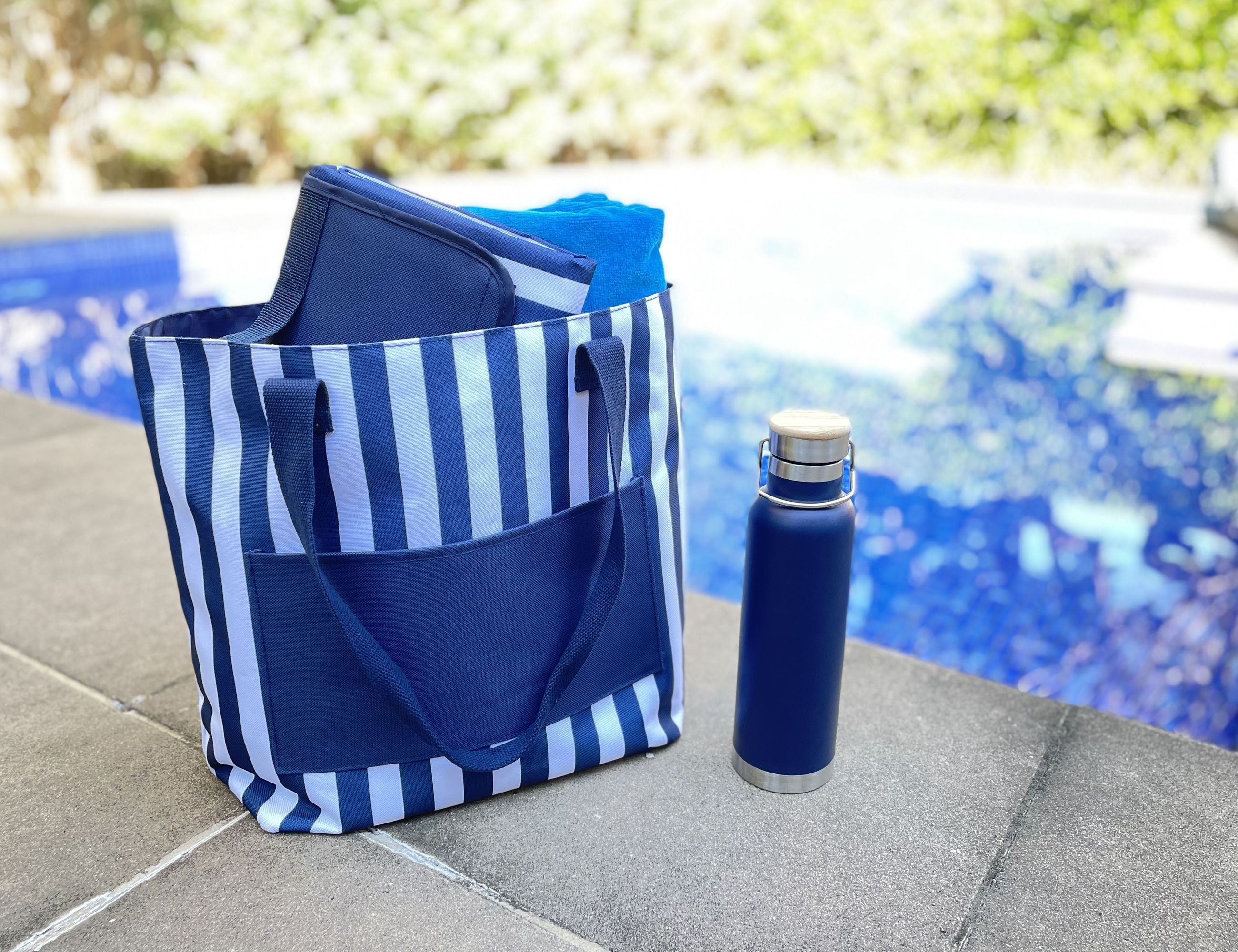 branded Ascot Beach Tote, Navy, from our range of promotional Shopping Tote Bags
