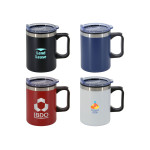 branded Lisbon 350ml Double Wall Mug, from our range of promotional Reusable Coffee Cups - Metal