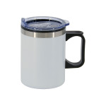 branded Lisbon 350ml Double Wall Mug, from our range of promotional Reusable Coffee Cups - Metal