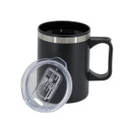 branded Lisbon 350ml Double Wall Mug, from our range of promotional Reusable Coffee Cups - Metal